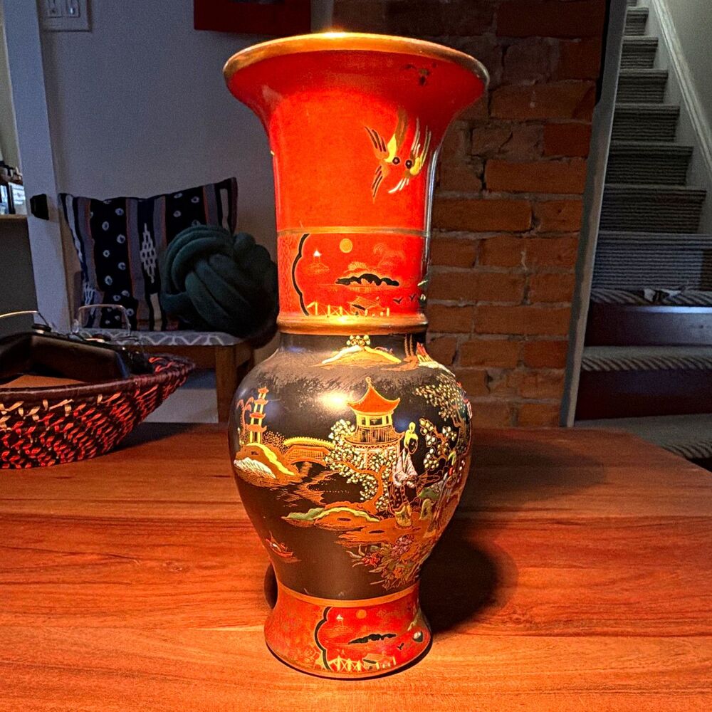 W & R Carlton Ware Large 'Mikado' Pattern (#2881) Vase, Circa 1920s 9.5ā